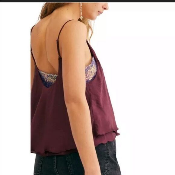 🌟FREE PEOPLE Sequined Plum Turn It On Cami NWT 🌟 - Picture 4 of 4